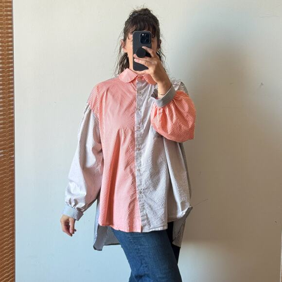 ELIZA FAULKNER Venti Shirt in 70s Stripe - Picture 1 of 8